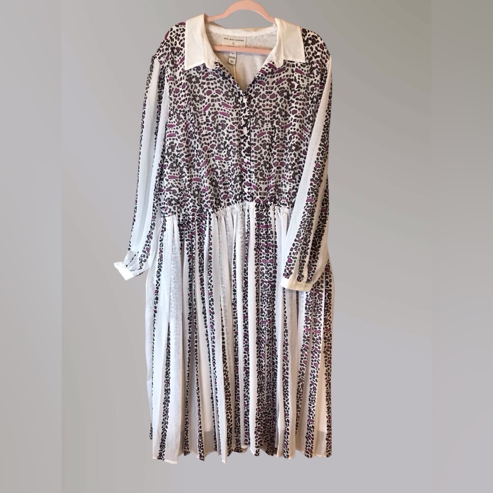 NWT Lane Bryant x Girls With Curves Animal Print Midi Sheer Pleated‎ Dress Sz 24
